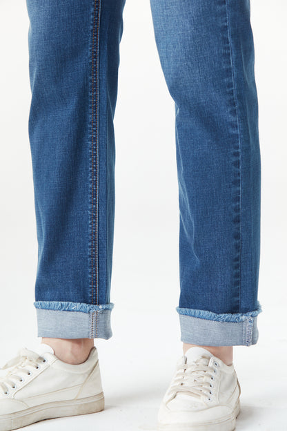 Women's Frayed Hem Slim Straight-Leg Jeans | Made to Measure