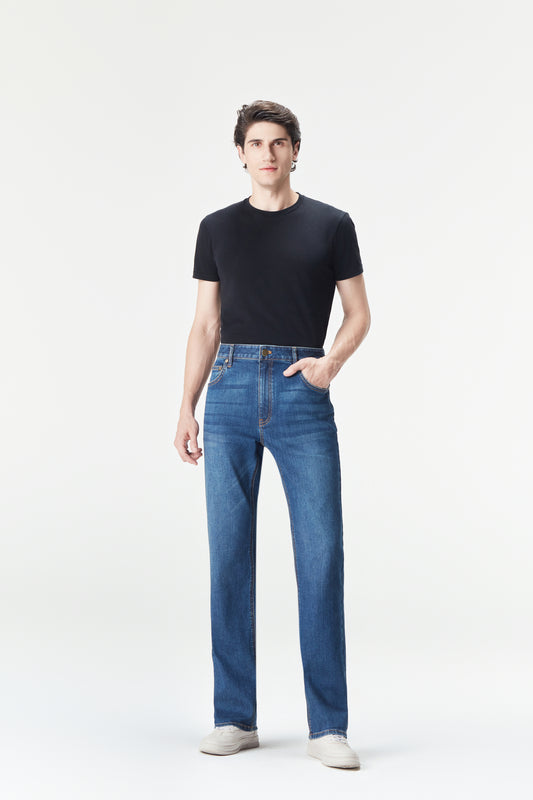 Men's Mid-Blue Fashion Versatile Jeans