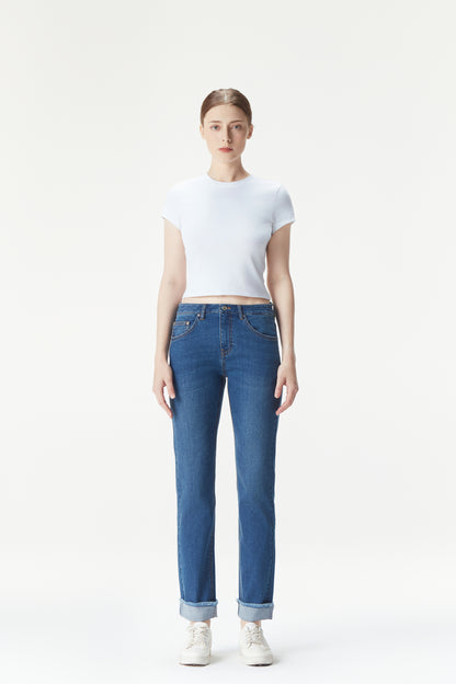 Women's Frayed Hem Slim Straight-Leg Jeans | Made to Measure