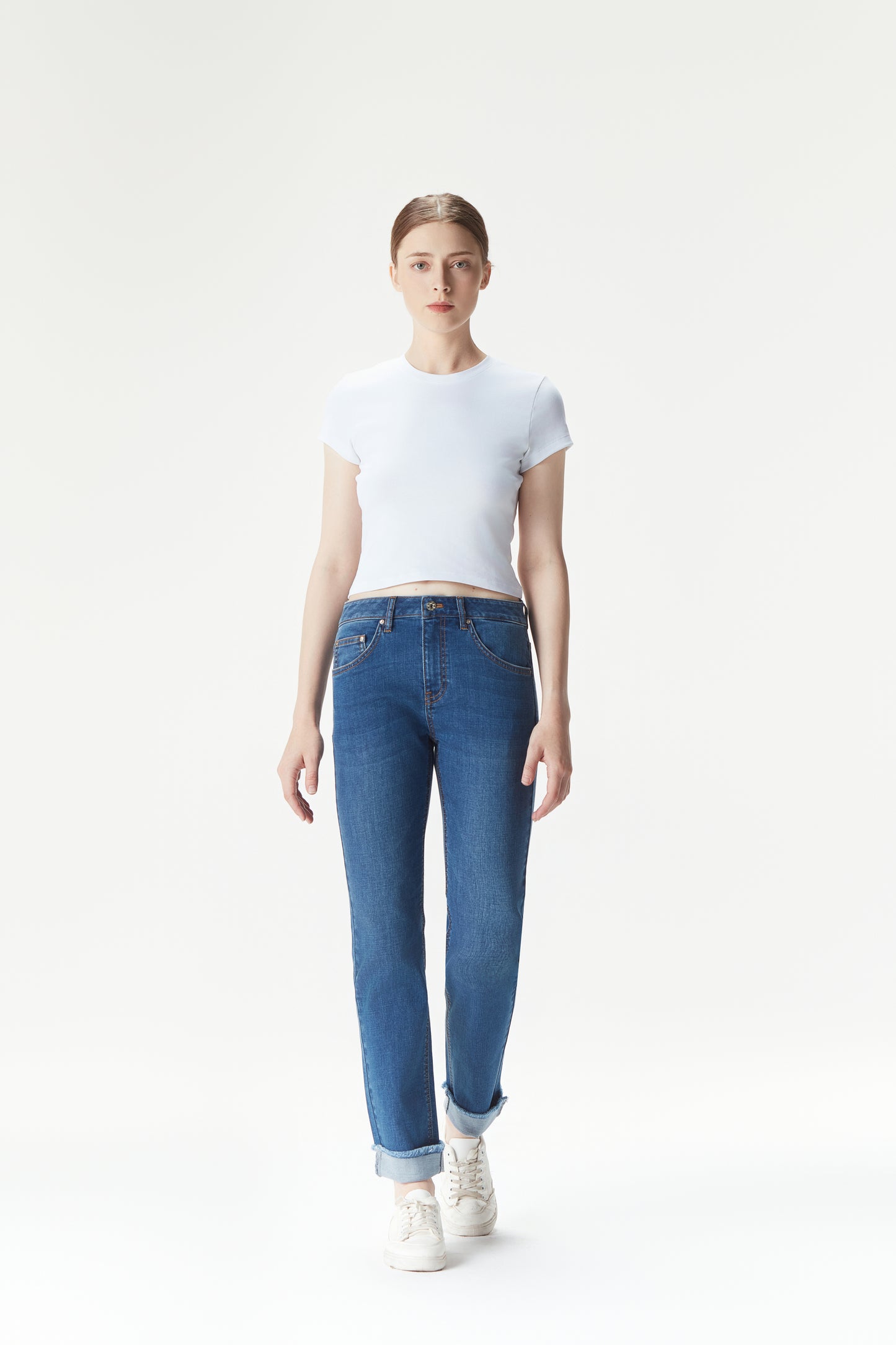 Women's Frayed Hem Slim Straight-Leg Jeans | Made to Measure