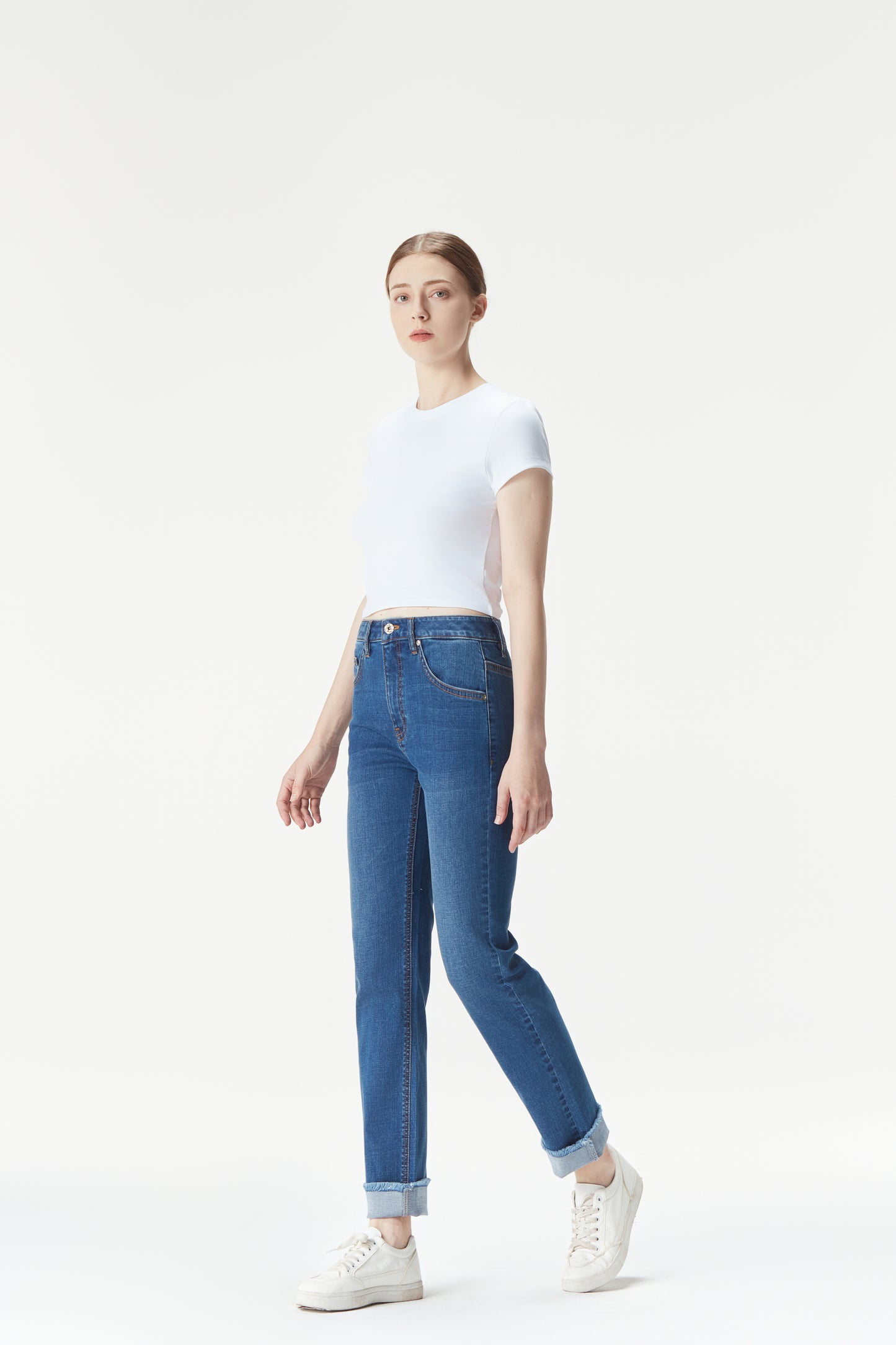 Women's Frayed Hem Slim Straight-Leg Jeans | Made to Measure